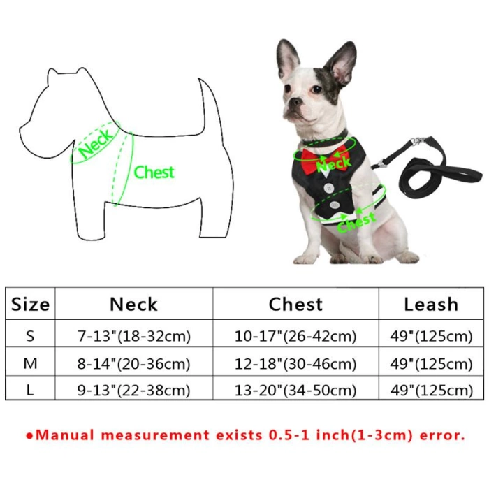 Papyonlu Köpek Göğüs Tasması Medium