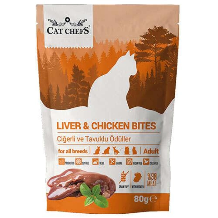 Cat Chefs Liver Chicken Ciğerli ve Tavuk Etli Tahılsız Kedi Ödülü 80 Gr