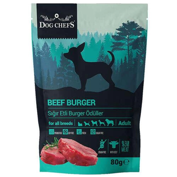 Dog Chefs Beef Burger Sığır Etli Tahılsız Köpek Ödül Maması 80 Gr.