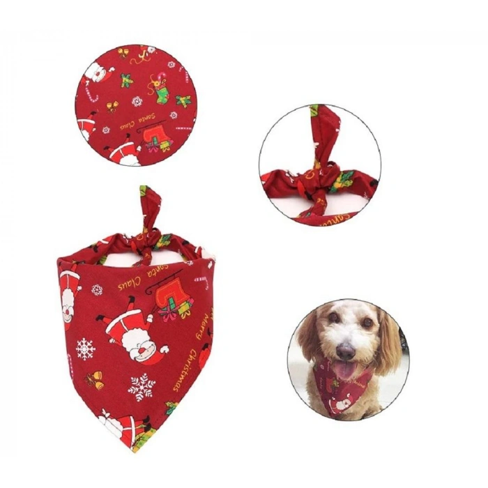 Kedi Köpek Noel Desenli Bandana Kırmızı Small 28x28x40 cm