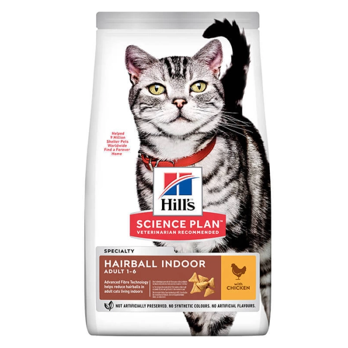 Hills Hairball İndoor Tavuklu Tüy Yumağı Önleyici Yetişkin Kedi Maması 1.5 Kg