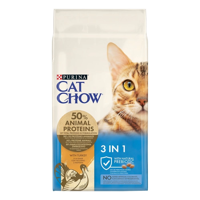 Cat Chow Adult 3 IN 1 Feline Yetişkin Kediler İçin Hindi Etli Kedi Maması 15 Kg