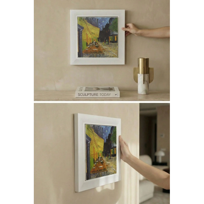 - Vincent Van Gogh - Ahşap Çerçeveli Taş Tablo