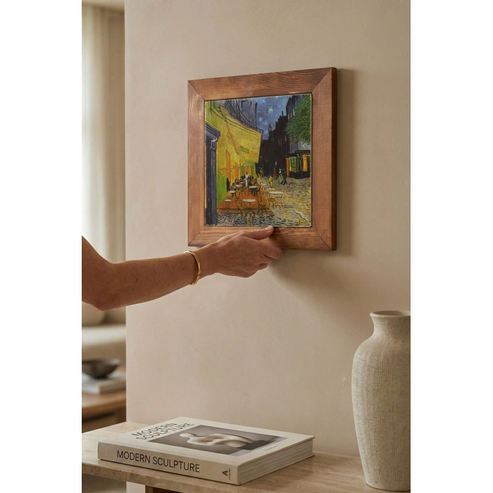 - Vincent Van Gogh - Ahşap Çerçeveli Taş Tablo
