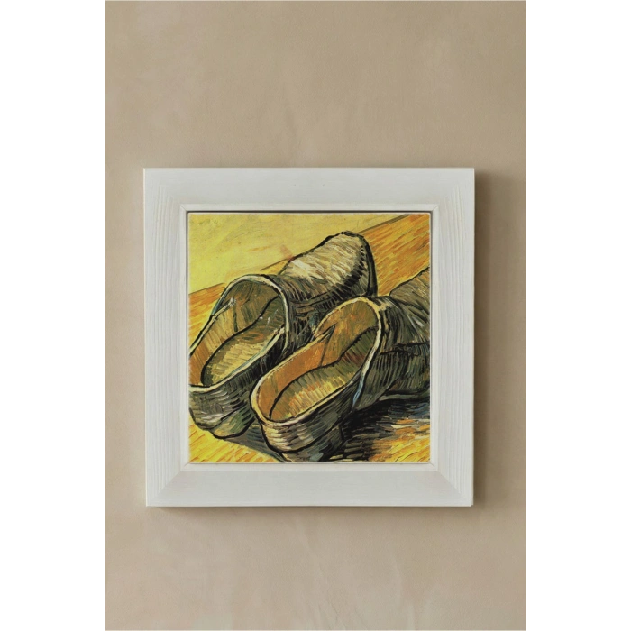 Vincent Van Gogh -A Pair of Shoes - Doğal Ahşap Çerçeveli Taş Tablo