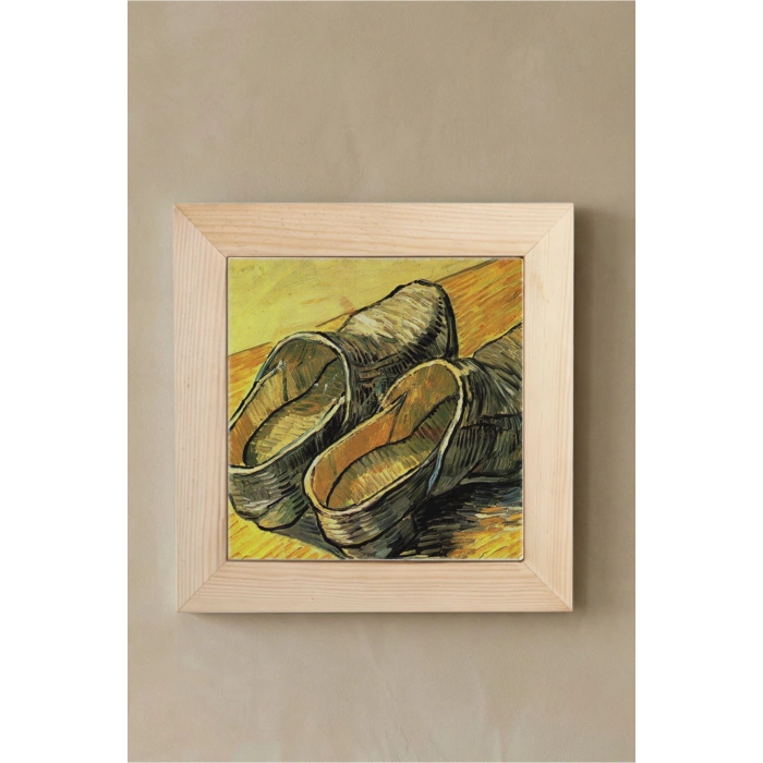 Vincent Van Gogh -A Pair of Shoes Taş Tablo - Doğal Ahşap Çerçeveli Taş Tablo