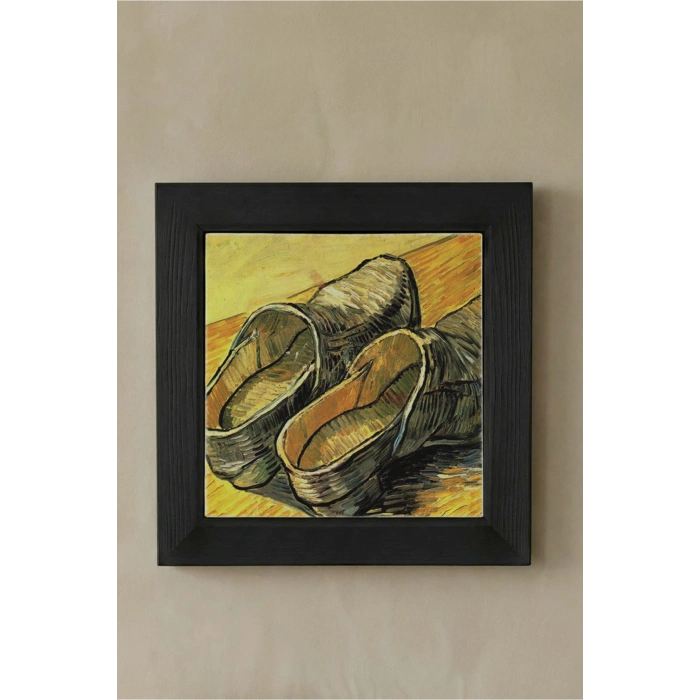 Vincent Van Gogh -A Pair of Shoes Taş Tablo - Doğal Ahşap Çerçeveli Taş Tablo