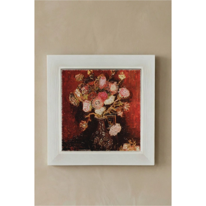Vincent Van Gogh - Fleurs - Doğal Ahşap Çerçeveli Taş Tablo
