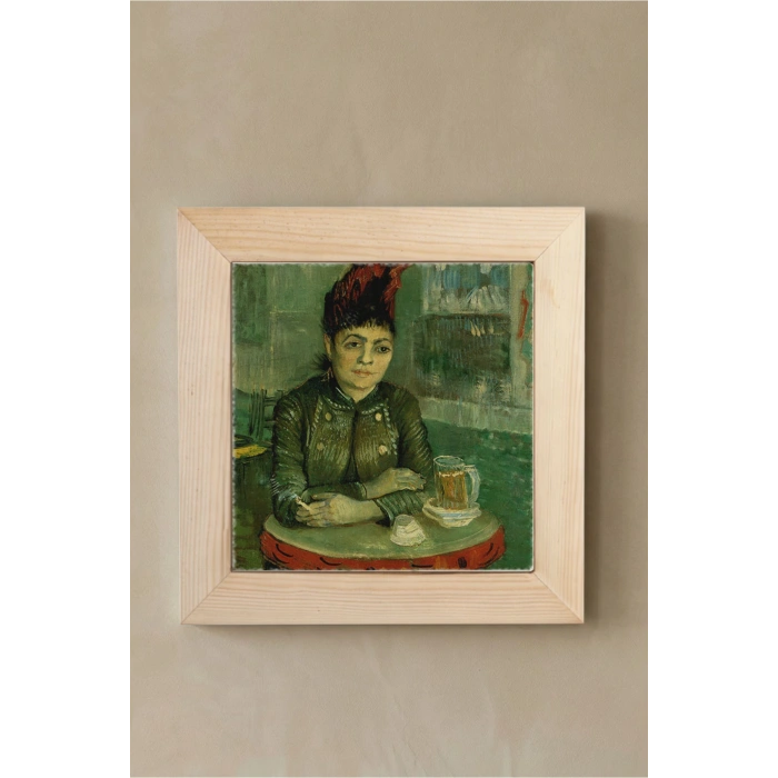 Vincent Van Gogh - Café du Tambourin - Doğal Ahşap Çerçeveli Taş Tablo