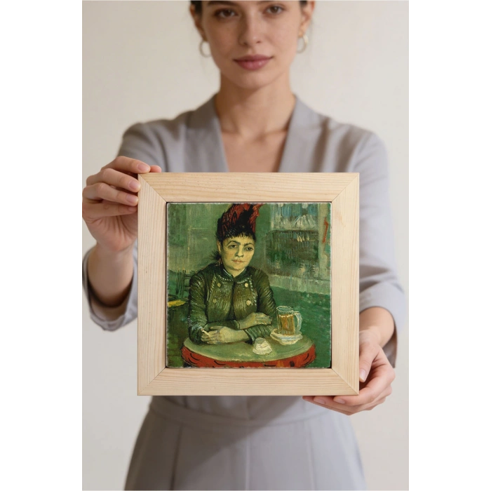 Vincent Van Gogh - Café du Tambourin - Doğal Ahşap Çerçeveli Taş Tablo