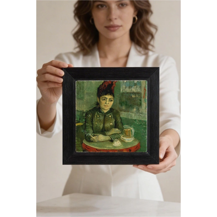 Vincent Van Gogh - Café du Tambourin - Doğal Ahşap Çerçeveli Taş Tablo