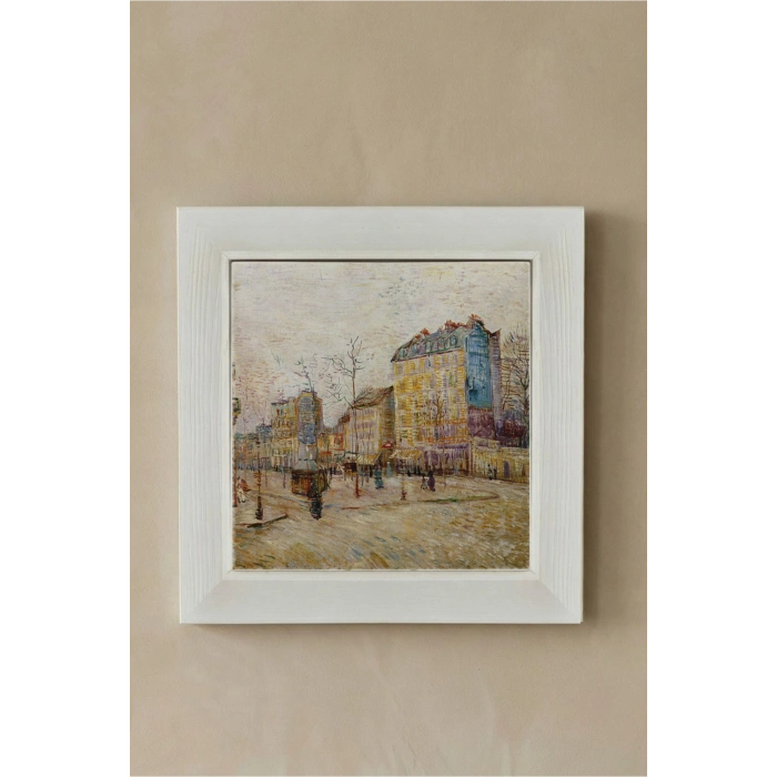 Vincent Van Gogh - Boulevard de Clichy - Doğal Ahşap Çerçeveli Taş Tablo