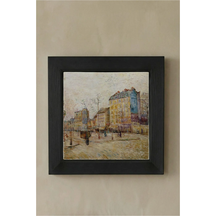 Vincent Van Gogh - Boulevard de Clichy - Doğal Ahşap Çerçeveli Taş Tablo