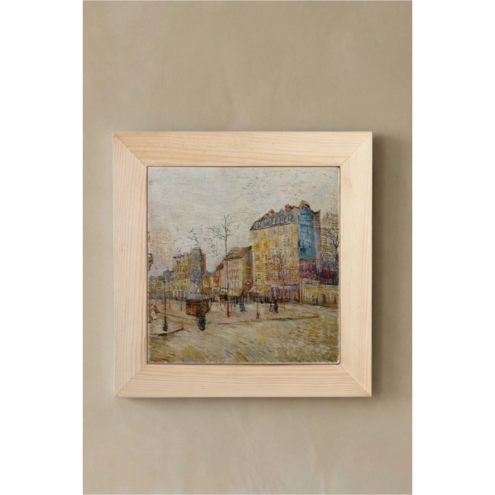 Vincent Van Gogh - Boulevard de Clichy - Doğal Ahşap Çerçeveli Taş Tablo