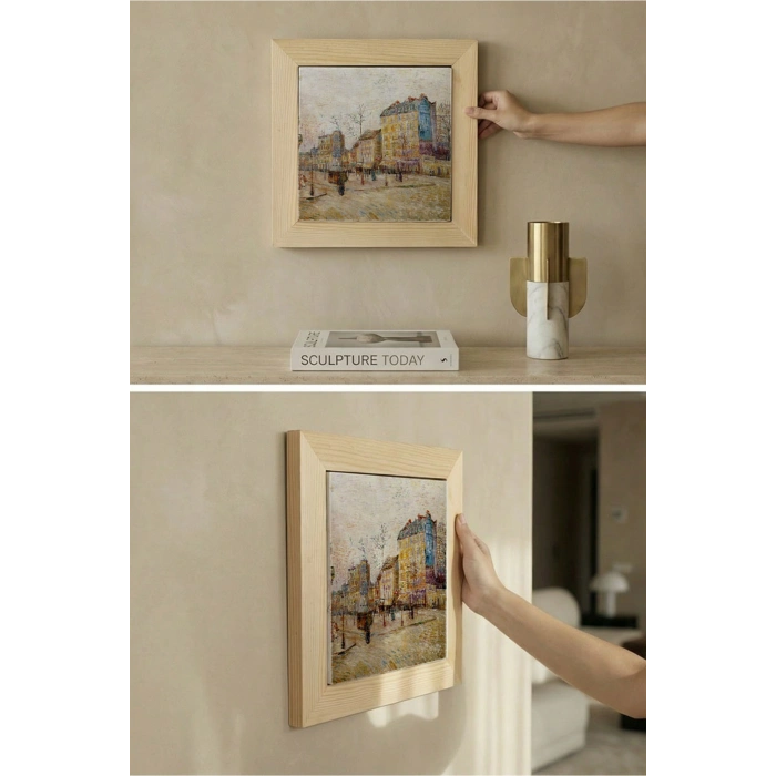 Vincent Van Gogh - Boulevard de Clichy - Doğal Ahşap Çerçeveli Taş Tablo