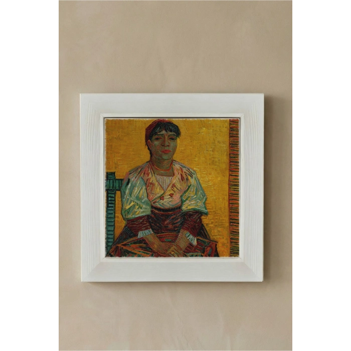 Vincent Van Gogh - İtalyan Kadın - Doğal Ahşap Çerçeveli Taş Tablo
