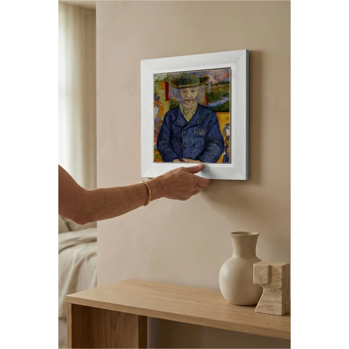Vincent Van Gogh - Père Tanguy Portresi - Doğal Ahşap Çerçeveli Taş Tablo