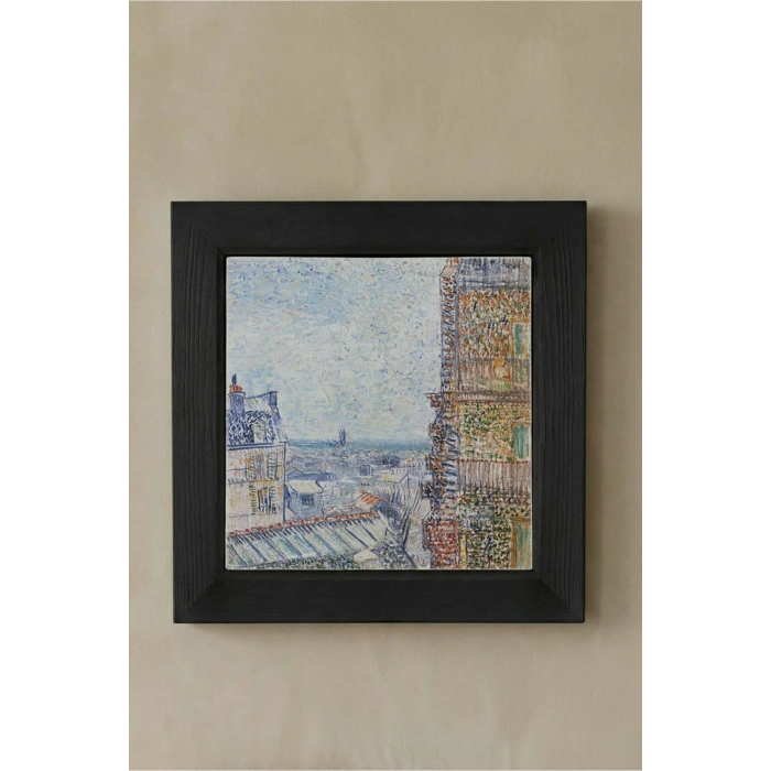 Vincent Van Gogh - View of Paris - Doğal Ahşap Çerçeveli Taş Tablo