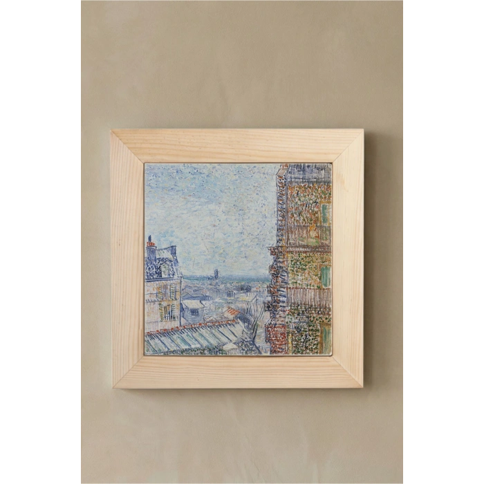 Vincent Van Gogh - View of Paris - Doğal Ahşap Çerçeveli Taş Tablo