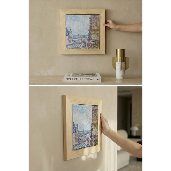 Vincent Van Gogh - View of Paris - Doğal Ahşap Çerçeveli Taş Tablo