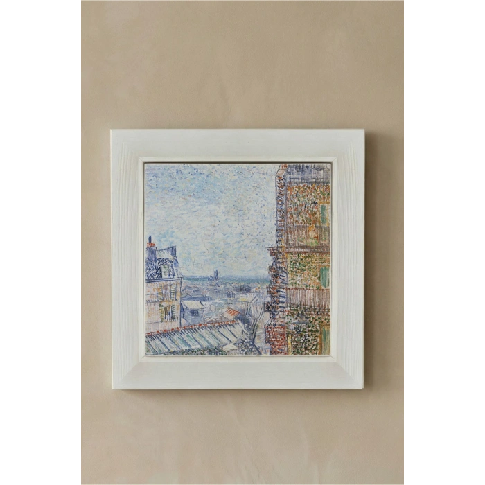 Vincent Van Gogh - View of Paris - Doğal Ahşap Çerçeveli Taş Tablo