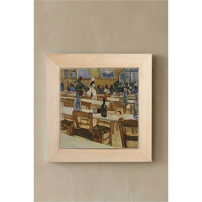 Vincent Van Gogh - Interior of a Restaurant in Arles - Doğal Ahşap Çerçeveli Taş Tablo