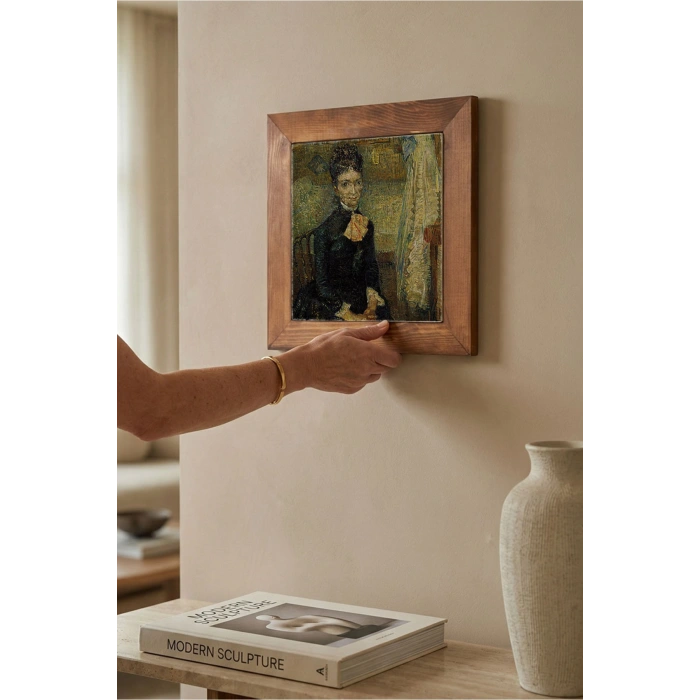 Vincent Van Gogh - Portrait of Léonie Rose Charbuy-Davy - Doğal Ahşap Çerçeveli Taş Tablo