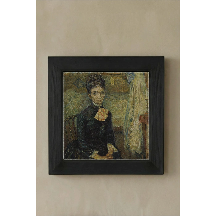 Vincent Van Gogh - Portrait of Léonie Rose Charbuy-Davy - Doğal Ahşap Çerçeveli Taş Tablo