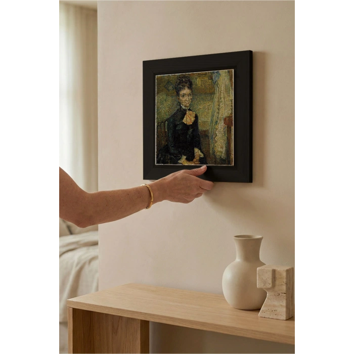 Vincent Van Gogh - Portrait of Léonie Rose Charbuy-Davy - Doğal Ahşap Çerçeveli Taş Tablo