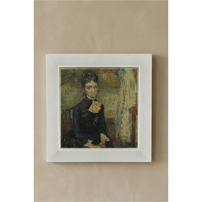 Vincent Van Gogh - Portrait of Léonie Rose Charbuy-Davy - Doğal Ahşap Çerçeveli Taş Tablo
