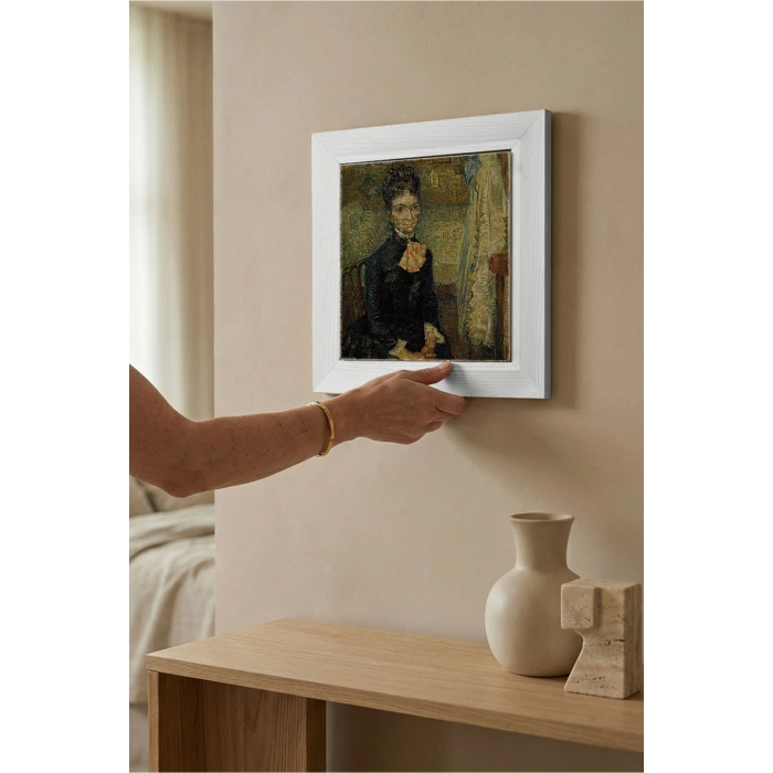 Vincent Van Gogh - Portrait of Léonie Rose Charbuy-Davy - Doğal Ahşap Çerçeveli Taş Tablo