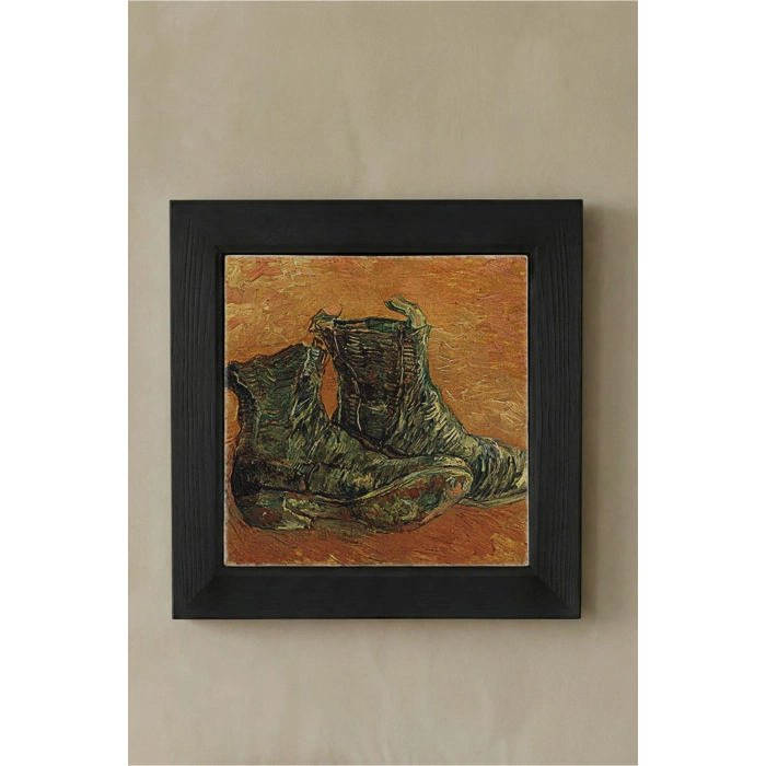 Vincent Van Gogh - A Pair of Shoes - Doğal Ahşap Çerçeveli Taş Tablo
