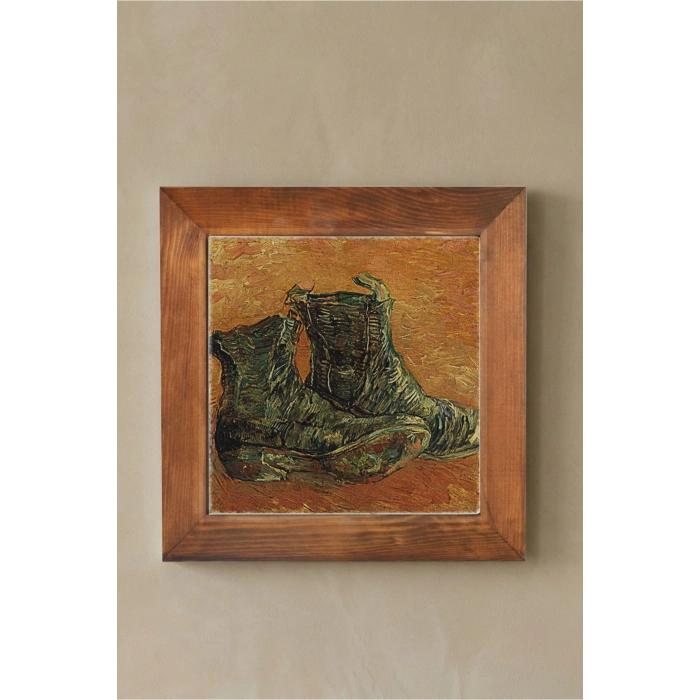 Vincent Van Gogh - A Pair of Shoes - Doğal Ahşap Çerçeveli Taş Tablo