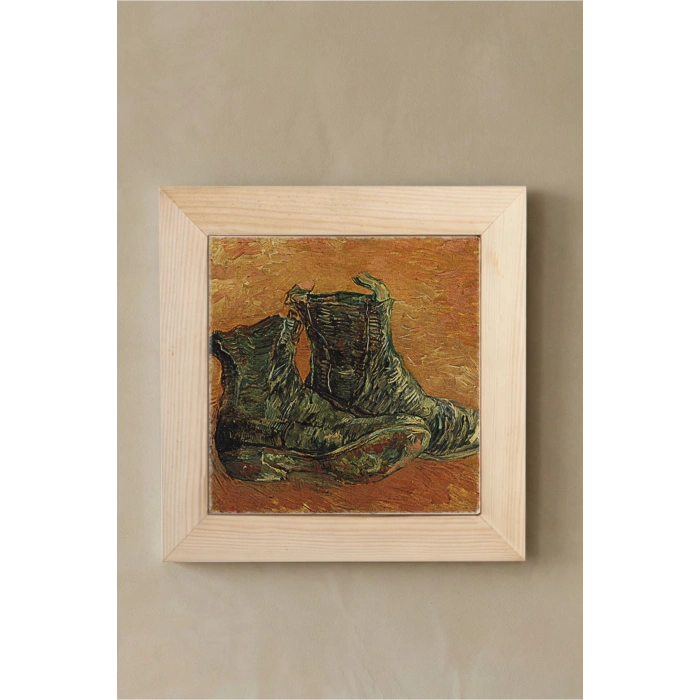 Vincent Van Gogh - A Pair of Shoes - Doğal Ahşap Çerçeveli Taş Tablo