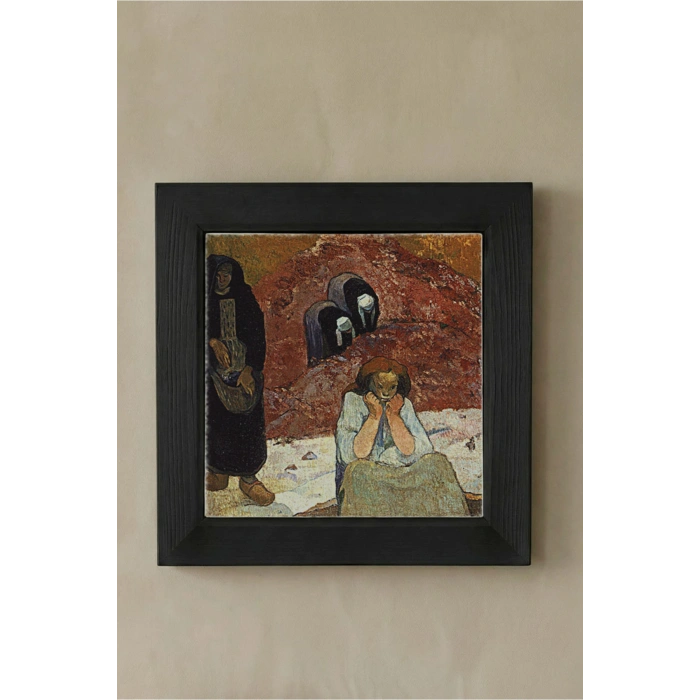 Vincent Van Gogh - Grape Harvest at Arles - Doğal Ahşap Çerçeveli Taş Tablo