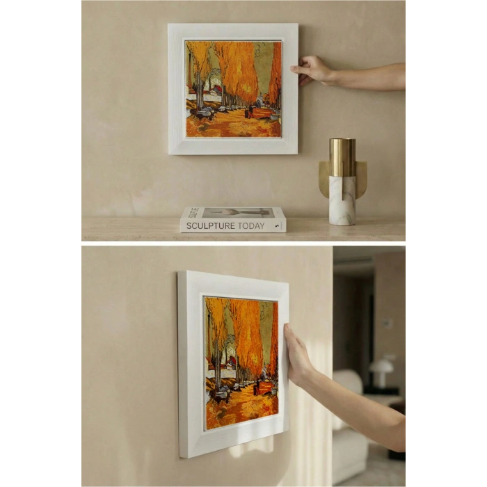 Vincent Van Gogh - Les Alycamps Alycamps - Doğal Ahşap Çerçeveli Taş Tablo