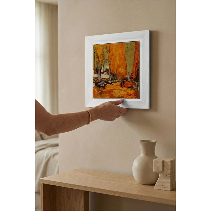 Vincent Van Gogh - Les Alycamps Alycamps - Doğal Ahşap Çerçeveli Taş Tablo