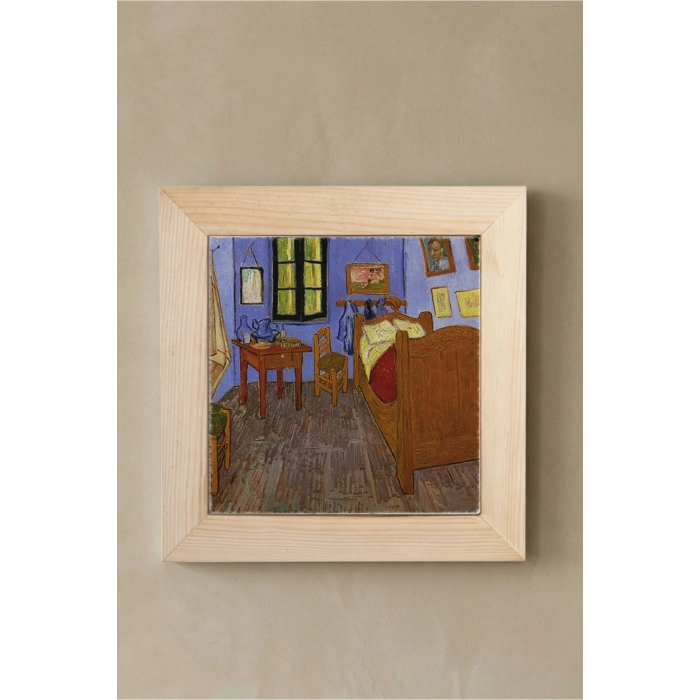 Vincent Van Gogh - The Room - Doğal Ahşap Çerçeveli Taş Tablo