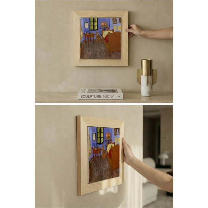 Vincent Van Gogh - The Room - Doğal Ahşap Çerçeveli Taş Tablo