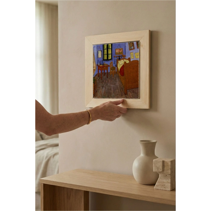 Vincent Van Gogh - The Room - Doğal Ahşap Çerçeveli Taş Tablo