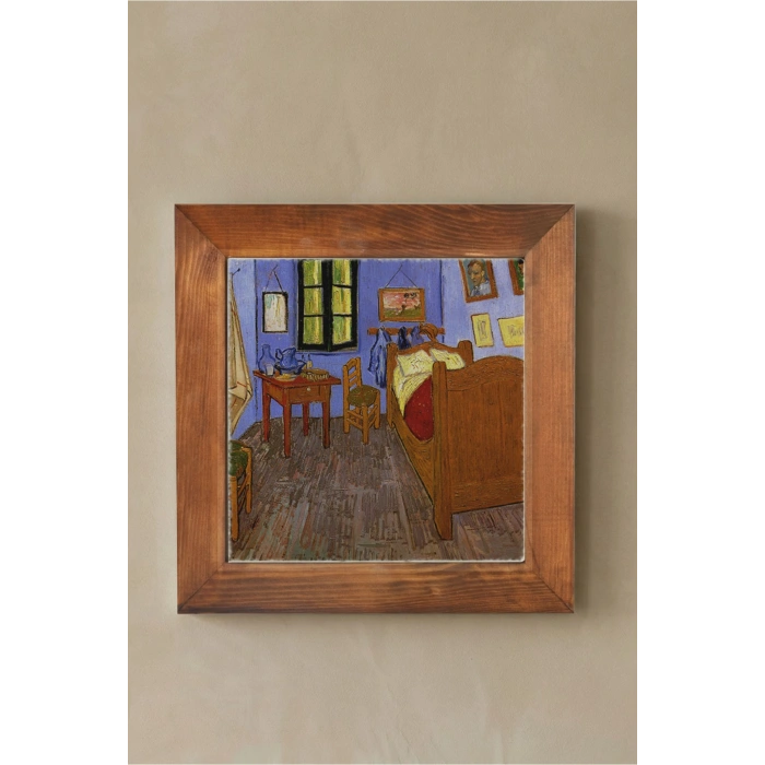 Vincent Van Gogh - The Room - Doğal Ahşap Çerçeveli Taş Tablo