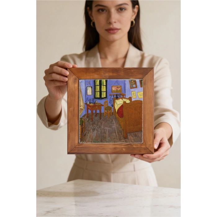 Vincent Van Gogh - The Room - Doğal Ahşap Çerçeveli Taş Tablo