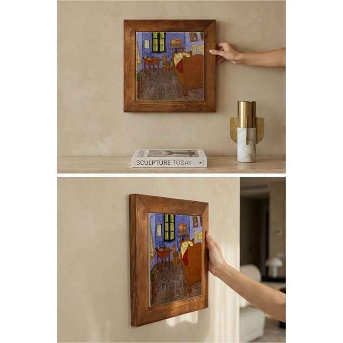 Vincent Van Gogh - The Room - Doğal Ahşap Çerçeveli Taş Tablo