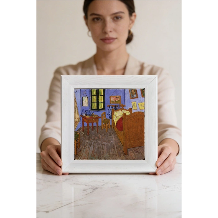 Vincent Van Gogh - The Room - Doğal Ahşap Çerçeveli Taş Tablo
