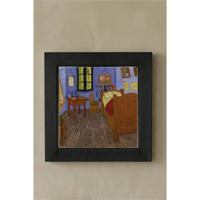 Vincent Van Gogh - The Room - Doğal Ahşap Çerçeveli Taş Tablo
