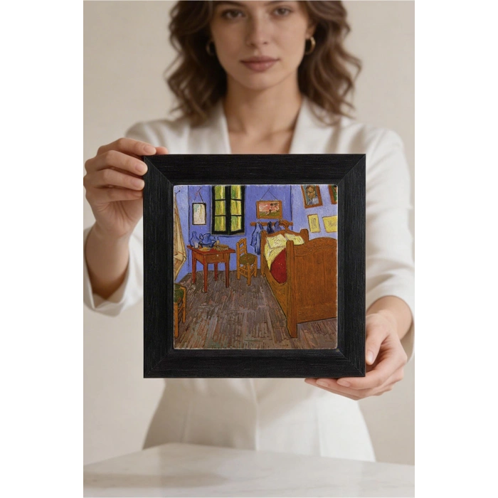 Vincent Van Gogh - The Room - Doğal Ahşap Çerçeveli Taş Tablo