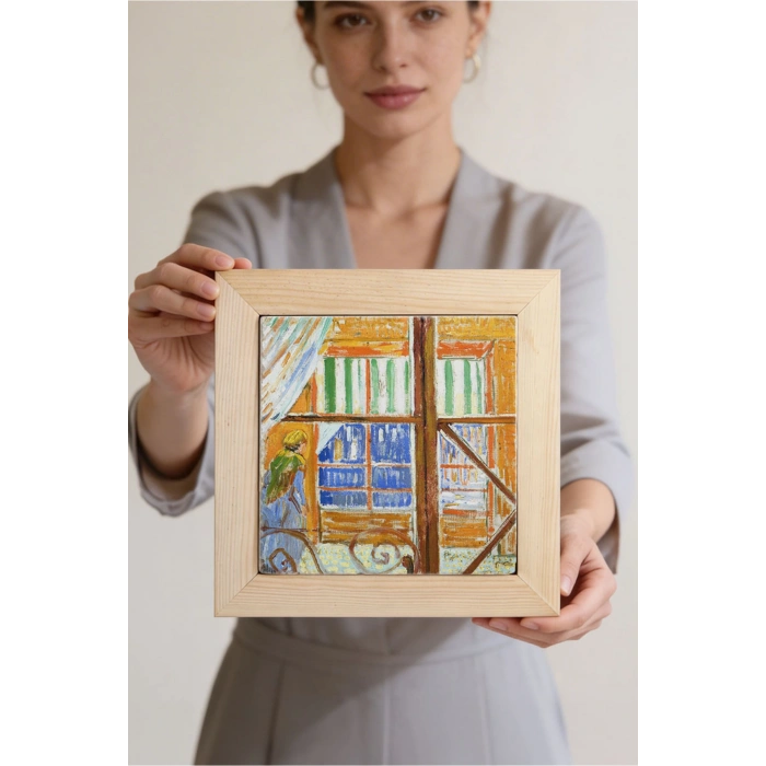 Vincent Van Gogh - Butcher Shop - Doğal Ahşap Çerçeveli Taş Tablo