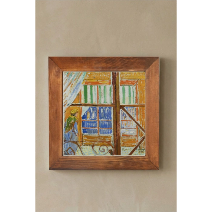 Vincent Van Gogh - Butcher Shop - Doğal Ahşap Çerçeveli Taş Tablo