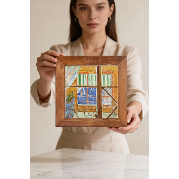 Vincent Van Gogh - Butcher Shop - Doğal Ahşap Çerçeveli Taş Tablo