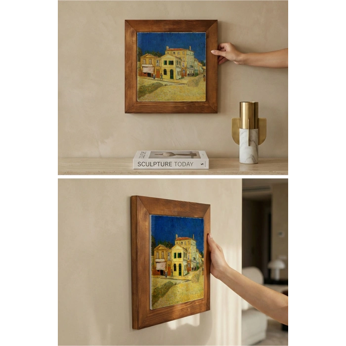 Vincent Van Gogh - The House - Doğal Ahşap Çerçeveli Taş Tablo
